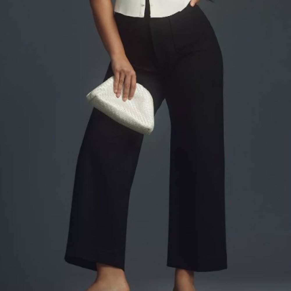 Anthropologie - Colette Ponte Crop Wide-Leg Pants by Maeve - Size 16W - Black